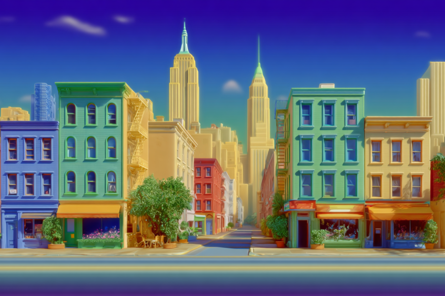 fluzdesign nyc neighborhood street with restaurants Soft digi f9ca2156 b620 4ede 878f badd434ddcde 2