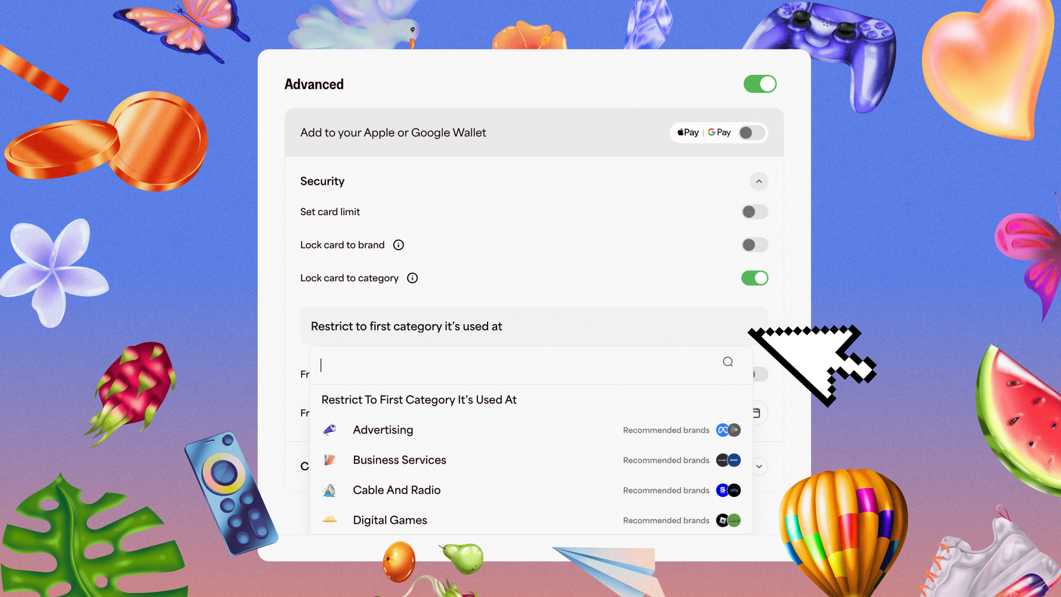 Control spend with category locks
